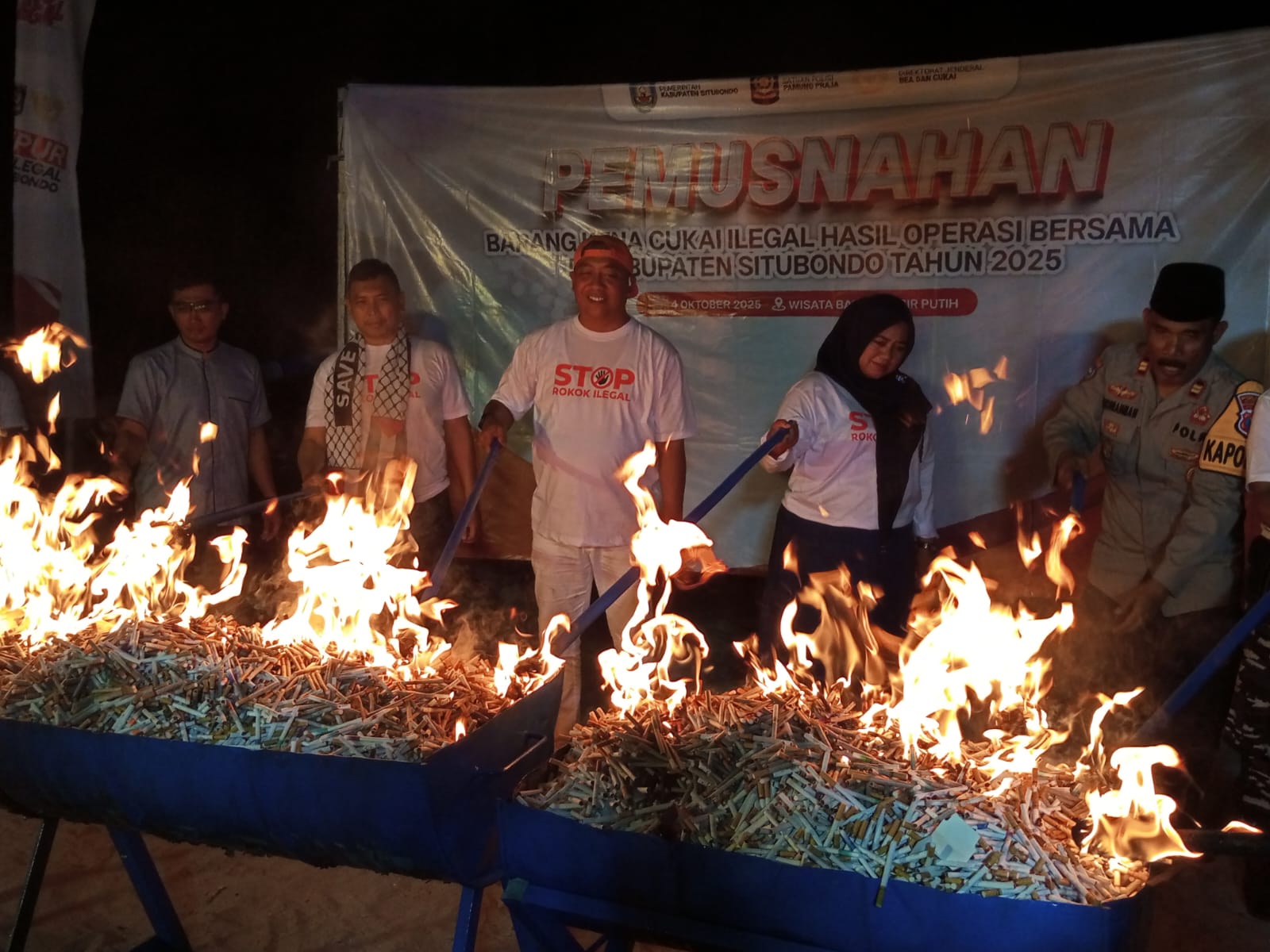 Bupati Situbondo Pimpin Pemusnahan 139 Ribu Batang Rokok Ilegal